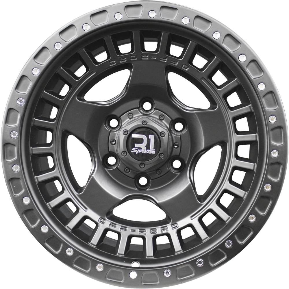 17X9 6-135 R1 SPORT 7279 BLACK MATE CHROME RIVETS ET0 CB87.1 – R1 Sport