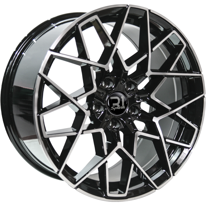 192349 5-120 Front 19X8.5 Rear 19X9.5 (Progressive Wheels) R1SPORT R1180 BLACK MACHINE FACE ET40 CB74.1