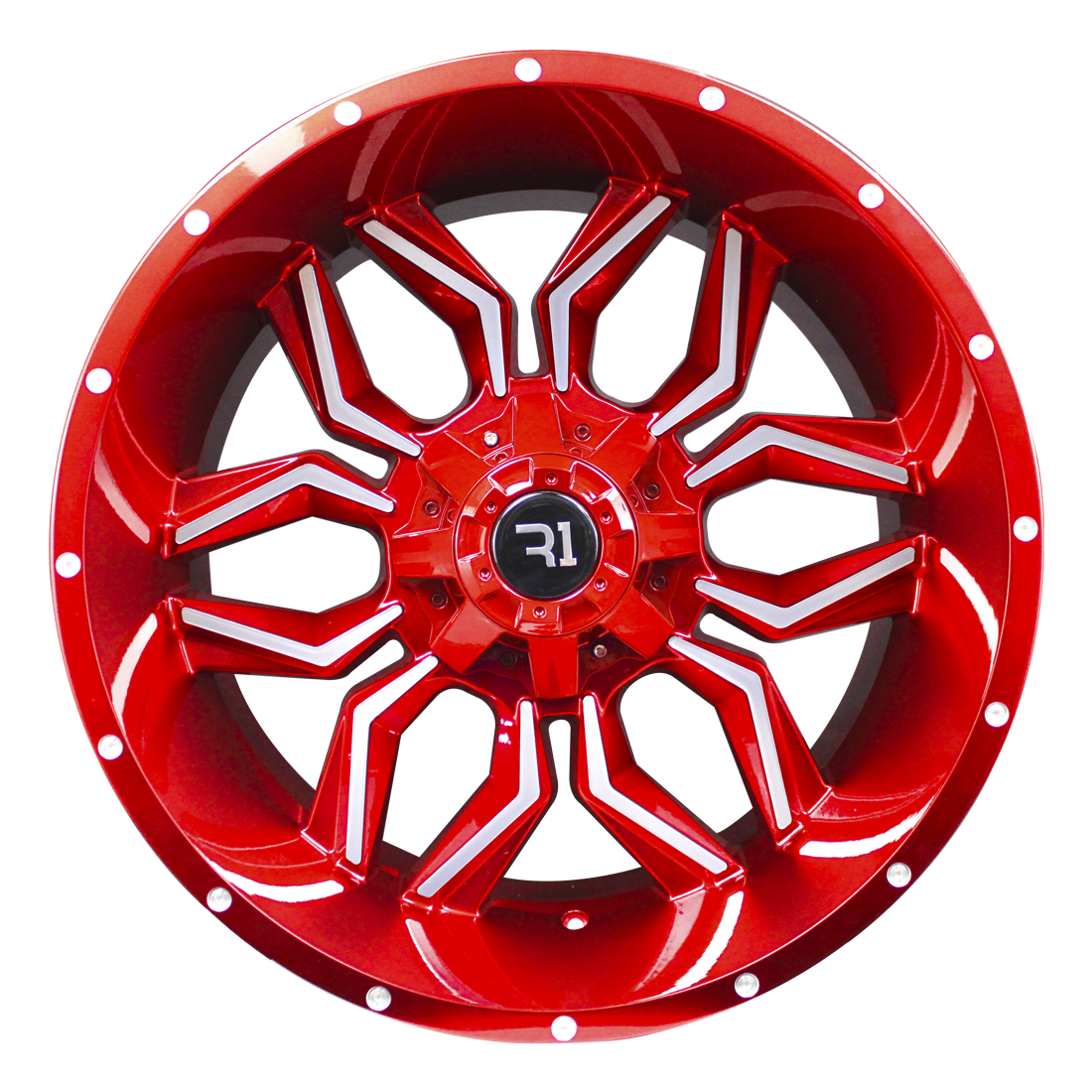 22X12 REPLICA WHEELS 8-170 R1 SPORT LP109 CANDY RED MILLED ET-44 CB125 ...
